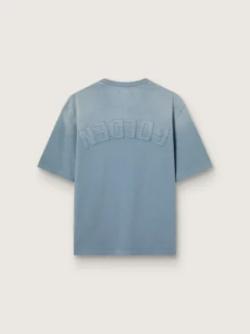 Unisex βαμβακερό Pουκάμισο σε γαλάζιο χρώμα με ανάποδη εκτύπωση στην πλάτη