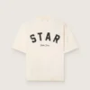 Unisex βαμβακερό T-shirt «Star» σε vintage λευκό χρώμα με μαύρη εκτύπωση στην πλάτη