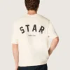Unisex βαμβακερό T-shirt «Star» σε vintage λευκό χρώμα με μαύρη εκτύπωση στην πλάτη