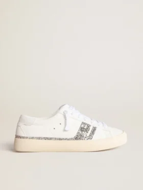 Yatay Model 1B: βιώσιμα πάνινα Sneakers με λευκό βιολογικής προέλευσης επάνω μέρος και ασημί ανακυκλωμένα γκλίτερ Y