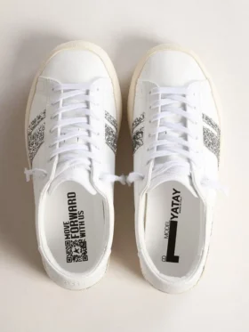 Yatay Model 1B: βιώσιμα πάνινα Sneakers με λευκό βιολογικής προέλευσης επάνω μέρος και ασημί ανακυκλωμένα γκλίτερ Y