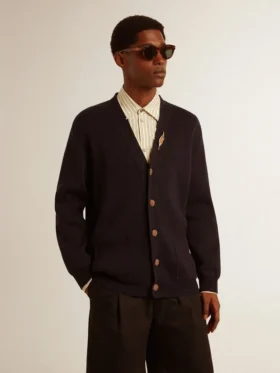 Ζακέτα της Golden Collection από σκούρο μπλε βαμβάκι με φθαρμένο φινίρισμα